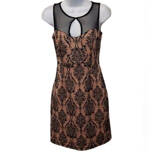 Sweet Storm Damask Mesh Accent Evening Dress